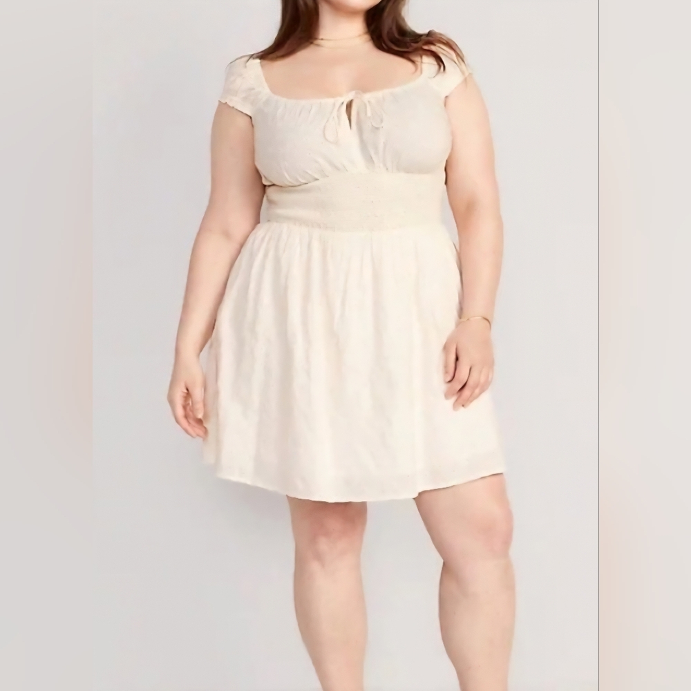 Old Navy Waist-Defined Floral-Eyelet Mini Dress Size 2X NWT
